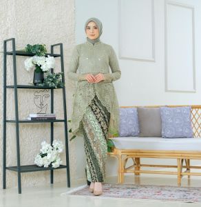 QAISAR Qiara Set Setelan Kebaya Pesta Brukat Payet Rok Plisket Qiara Set Kebaya Wisuda Kebaya Lamaran Kebaya Pernikahan Bridesmaid JN