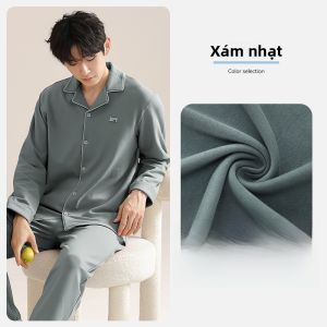 Bộ đồ ngủ nam MiiOW bằng cotton tay dài thoáng khí