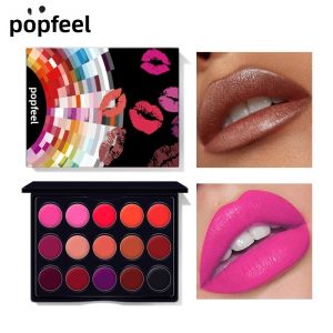 Bảng Phấn Son Lì Nhung POPFEEL 15 Màu - Bộ Son Bóng Mini Lâu Trôi Có Sắc Tố Cao Dành Cho Son Dưỡng Môi Nhiều Màu Khi Di Chuyển