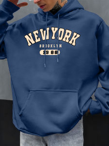 New York Brooklyn 1988 Pattern Men Hoodies Loose Fleece Hoodie All-Match Pocket Pullovers Autumn Multicolor Hoody Casual Tops