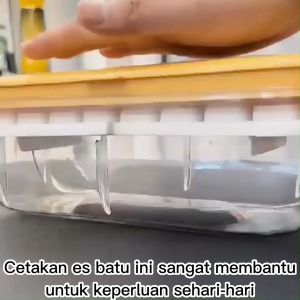 SK-C873 Cetakan Es Batu Mode Tekan Press Dengan Wadah Free Sendok Plastik / Tempat Penyimpanan Ice Cube Container Pencetak Es Batu Anti Pecah