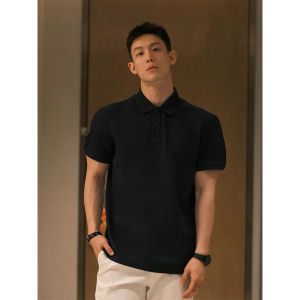 American Style Polo Shirt Short Sleeve Mens Summer Light Maturity Flip Collar Half Sleeve Mature Stable Mens Clothing Cuff T-Shirt