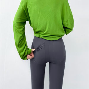 High Waist Thin Fitness Yoga Womens Sharkskin Pants Tummy Control Butt Lifting Nine Points Casual Nylon Spandex Pants