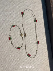 Delicate Red Cherry Hand Cord Sweet Forest System Vintage Girl Cute Accessory Fresh out Fashion Bracelet for Women