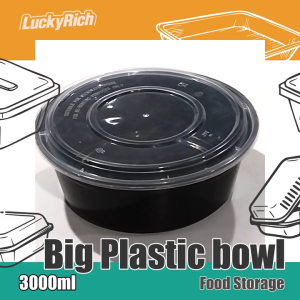 LuckyRich ~ Big Plastic Bowl 15/30pcs 3000ml with tight lid cover - Big bowl Food storage
