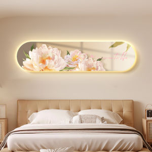 Bedroom Wall Decorative Painting Peony Flower Living Room Sofa Background Wall Mural Master Bedroom Room Bedside Hanging Painting LED Light