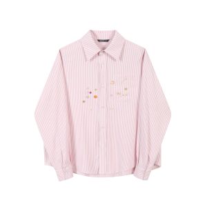TGNS Crissrex Store Long Sleeve Button Decorated Loose Casual Shirt Youth Trendy Cotton Striped Design Sense Casual Shirt