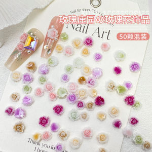 Rose Flower Nail Art Decorations 3D Mixed Size Gradient Carving Camellia Flower Nail Drills Internet Famous Products