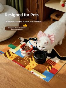 YUNHAOBUYI | Anti Spill Non Slip Waterproof Urine Resistant Easy Clean Pet Feeding Mat Leather