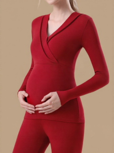 MsPai | Padded Maternity Cotton Thermal Underwear Set Red