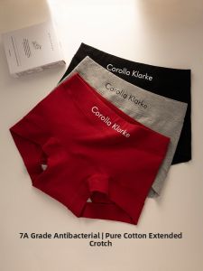 JIAZINI | Red High Waist Womens Cotton Underwear Antibacterial Full Cotton Boxer Briefs Comfortable Sporty Style Safety Pants