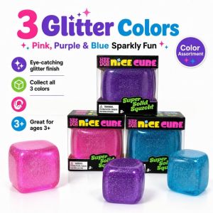 Glitter Colorful Cube Squishy Slow Rebound Stress Relief Toy Sensory Squeeze Fingertip Vent Toy