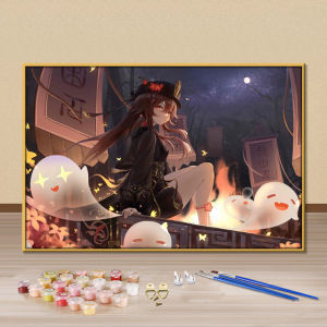 Acrylic Paint by Number DIY Hand Drawing Color Fill Decorative Painting Cartoon Anime Modern Simple Style Framed Home Decor
