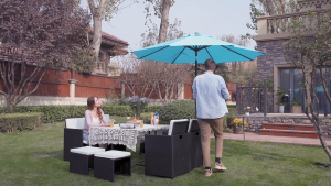 Outdoor Patio Market Umbrella 9FT 2.7M Heavy Duty Garden Sunshade Waterproof UV Protection with Crank Tilt System 8 Ribs for Yard Cafe Pool [KIMDELIN]