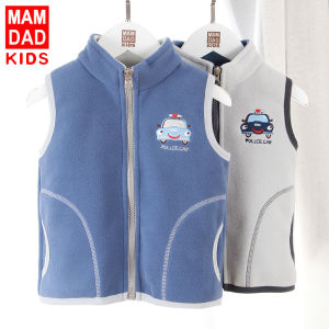 Childrens Fleece Vest Zipper Shirt Warm Outerwear for Boys And Girls Thickened Autumn Winter New Style Korean Version