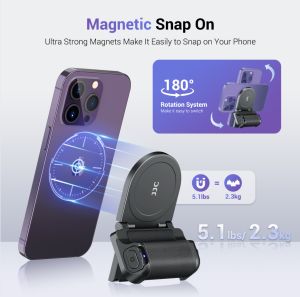 JJC Magsafe Camera Phone Grip Magnetic Camera Selfie Holder for iPhone 16 15 14 13 12 Pro Max+Magnetic Selfie Makeup Mirror+Extendable Tripod Kit Suit for Vlog ShootingLive StreamingWith Detachable Wireless Remote Control