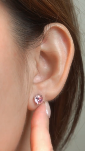 Michael Trio Pink Garnet Ear Studs in 925 Silver