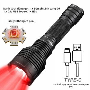 Alonefire | Alonefire Đèn Pin LED Ánh Sáng Đỏ Đèn Pin Sạc Bằng Nhôm Công Suất Cao Để Cắm Trại Ngoài Trời Đi Bộ Đường Dài Săn Bắn Câu Cá Ngắm Sao