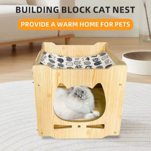 The Luxurious Wooden House Can Be Stacked with Cat Villas Cat Hammocks Climbing Features Special Pet Beds and Pet Supplies