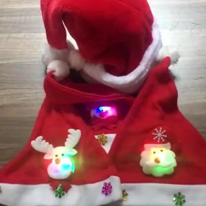 Christmas Hat with Flashing Led Light Christmas Santa Cap for Kids Children Adult Gift for New Year Christmas Party Decorations