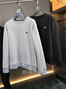 Áo Nỉ Cổ Tròn Thêu Màu Trơn Đơn Giản Cho Nam Mùa Thu Đông Áo Khoác Ngoài Thường Ngày Thoải Mái Thoáng Khí Bằng Vải Cotton Pha Polyester