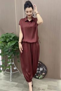 Slim Casual T-shirt and Wide-leg Pants Set