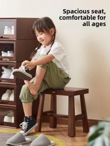 NALANDUOHAO | Modern Retro Shoe Changing Wooden Stool
