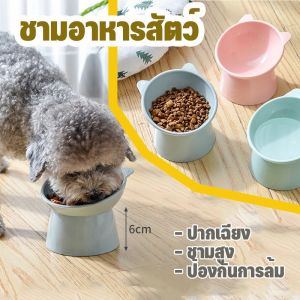 【QERAL】ทรงเอียง ชามอาหารหมา ที่ใส่อาหารสัตว์เลี้ยง ชามสัตว์เลี้ยง อุปกรณ์ให้อาหารสัตว์  เอียง 15 องศา