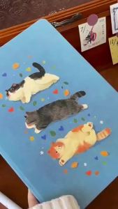 Cute Healing Three Kittens A5 Blank Hard Shell Notebook Student High Appearance Memo Bookkeeping Memo Office Stationery Gift