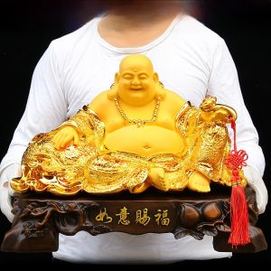 Leibei Buddha Statue Smiling Buddha Ornament Wealth Attracting Buddha Large Belly Buddha Home Living Room Bar Cabinet Moving New Home Opening Gift
