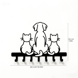CIFbuy | CIFBUY Brand Cute Puppy Cat Wall Hooks Black Metal Multi Hook Rack Pet Decor Home Organizer Daily Storage