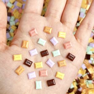 20PCS Solid Color Chocolate Resin Nail Art Charms Luminous Simulated Milk Chocolate Nail Decorations for DIY Hairpin Nail Crafts