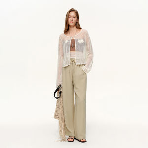 DUSHU | Floral Embossed Stereoscopic Knit Top Spring Autumn New