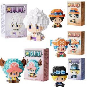 Bandai | ONE PIECE Anime Building Blocks Sun God Nika Luffy Chopper Ace Buggy Mini Micro Bricks 3D Assembly Model Figure Toy For Kid Gift