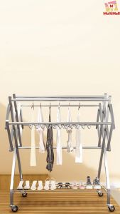 Foldable Stainless Steel W Shape 1.2M Laundry Rack Clothes Drying Rack Portable Foldable with Wheels Clothes Drying Rack Drying Rack Multifunction Laundry Drying Rack