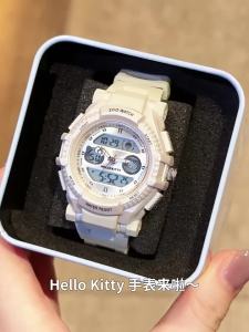 (With Box/39.2mm)100% Authentic Sanrio Hello Kitty Watch for Girls Soft Strap Fashion Waterproof Watch With Backlight Digital Watch Scratch Resistant Cute Wristwatch for Kids Watch Birthday Gift 8391 手表女生防水