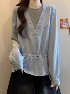 AIYITI | Áo Blouse Dài Tay Hai Màu Plus Size