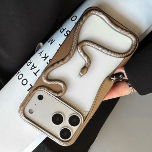 Luxury Large Hollow Electroplated Snake Case for iPhone 17 16 15 14 13 12 11 Pro Max Plus Plating Armor Cooling 3D Phone Cover