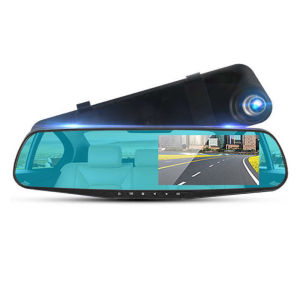 Full HD 1080P Car Video Camera with Dual Lens for Vehicles Front & Rearview Mirror Car DVR Dash Cam with Reverse Parking System Mirror Video Rear Cam with LED