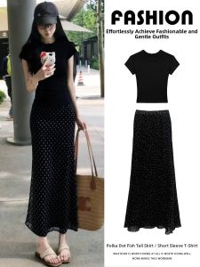 YIFANSHI | Floral Dots Fish Tail Sweet A-line Skirt Summer Women Dress