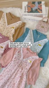 MARVES Farah Gamis Baju Muslim Anak Perempuan Bahan Crinkle Motif Bunga Usia 2 hingga 14 Tahun
