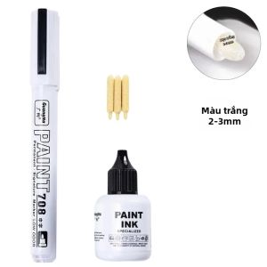 hopk | Bộ Bút Dạ Quang Vĩnh Cửu Màu Vàng Bạc Kèm Mực Viết Lên Lốp Xe Cao Su Vải Kim Loại - Bút Dạ Quang Màu Trắng Đen Dùng Cho Nhiều Chất Liệu Viết Khác Nhau