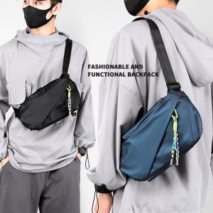 Nylon Cloth Mens Chest Bag Hong Kong Style Casual INS Crossbody Bag for Sports and Couples Large Capacity