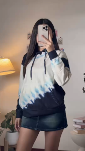 เสื้อฮู้ด แขนยาว ลายมัดย้อม ทรงสวย สไตล์เกาหลี สำหรับผู้หญิง เสื้อกันหนาวแขนยาว มีฮู้ด แฟชั่น 2025✨💯