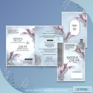 Undangan Pernikahan LT.97DG | 50 Pcs | Desain Bunga | Free Plastik Label dan Video Undangan Digital | Cetak Kartu Undangan Murah