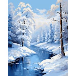 GATYZTORY Acrylic Painting By Numbers Snow House Coloring On Numbers For Adults Diy Gift Picture Paint Home Decors Paint Kit Sno
