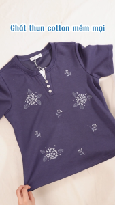 Áo kiểu thiết kế co dãn mềm nhẹ mát với chất liệu Thun Cotton cao cấp dễ phối AN4L1142 Thương hiệu Thiều Hoa
