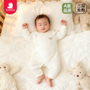 ชุดนอนผ้าฝ้ายแท้ ชุดคลุมท้องหนา อบอุ่น สำหรับเด็กแรกเกิด ชุดนอนฤดูใบไม้ร่วง/ฤดูหนาว ชุดนอนเด็ก ชุดคลุมท้อง ชุดคลุมท้อง