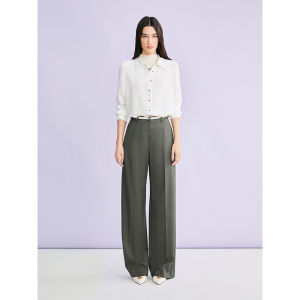 Light Business Acetate Wool Blend Loose Trousers