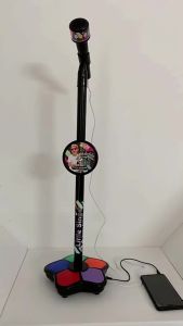 ของเล่นไมค์โครโฟนร้องเพลงเด็ก มีขาตั้ง คาราโอเกะ มีเสียงมีไฟ ต่อกับมือถือได้ ปรับสูงต่ำได้ สูงได้ถึง 100cm